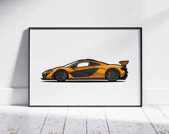 McLaren P1 Orange Hyper Car Print, Hyper Car Print, Car Print, Automobile Poster, Printable Car, Transportation Wall Art, Orange Car Poster