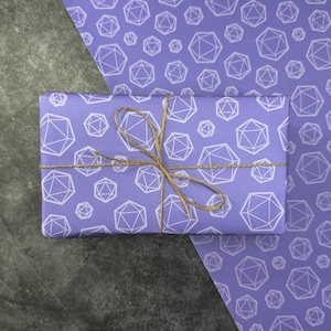 Purple D20 Dice Gift Wrap: Dungeons & Dragons Wrapping Paper