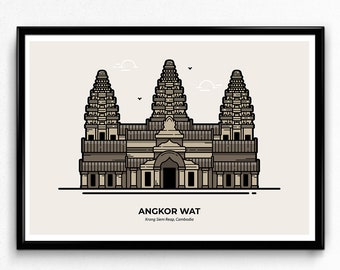 Angkor Wat Poster - Cambodia Travel Poster, Travelling, Wanderlust, Wonder of the World, Travellers Gift, Print, Poster