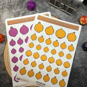 Onion Merchant Stickers | D&D Item Tracker Stickers | TTRPG Inventory Planner Stickers | RPG Quest Journal Decorative Stickers