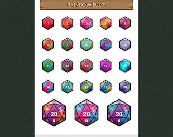 D20 Dice Sticker Sheet: Initiative Tracker, Dungeons & Dragons