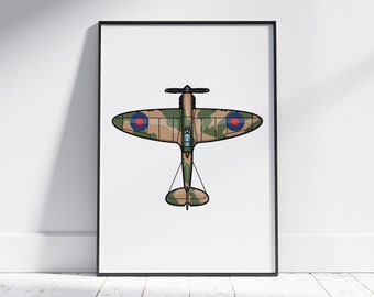 Supermarine Spitfire MKI, Aviation Wall Art, Flight Poster, Kids Room Wall Art, Transportation Art, Aeroplane Decor, Vehicle Prints