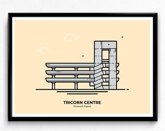 Tricorn Centre Poster - Portsmouth Travel Poster, Pompey Print, Travelling, Wanderlust, Wonder of the World, Travellers Gift, Print, Poster