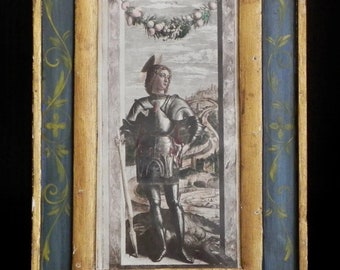 VINTAGE PHOTOGRAPHY - Photochrom of Andrea Mantegna's work "Saint George" in an artistic contemporary neo-Renaissance frame.