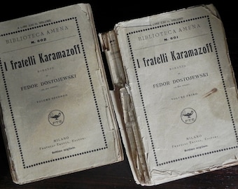 OLD BOOK - The Brothers Karamazoff by Fyodor Dostoevsky, 2 volumes - Fratelli Treves Editori, 1923