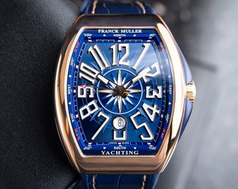 Franck Muller Vanguard Yachting oro rosa esfera azul automático V 45 SC DT