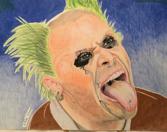 Keith Flint, from The Prodigy.  Fine art pencil print.