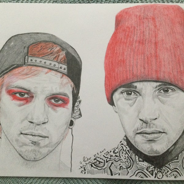 Twenty One Pilots. Fine art pencil print.