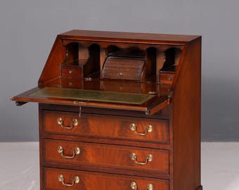 Prachtig Engels secretair bureau, schrijfbureau, massief mahoniehout, vintage uit de jaren 60 (VK).