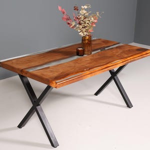 Table de rêve en résine époxy 160-90 cm table de salle à manger en noyer table de cuisine en époxy