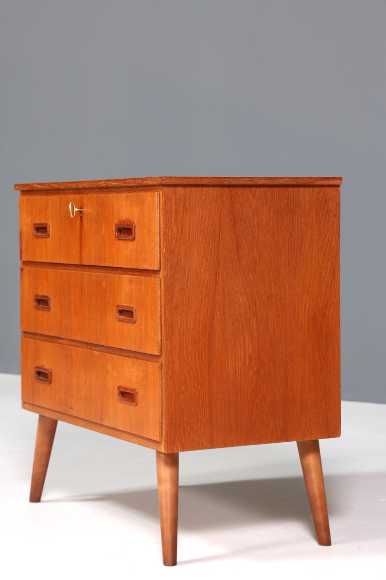 Schlichte Mid Century Kommode "Made in Denmark" Teak Holz Sideboard 60er Jahre Schubladenkommode