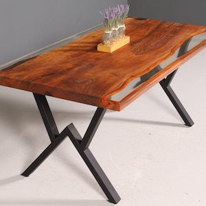 Table impressionnante en résine époxy 180-90 cm Table à manger en noyer Table River Table de cuisine en époxy