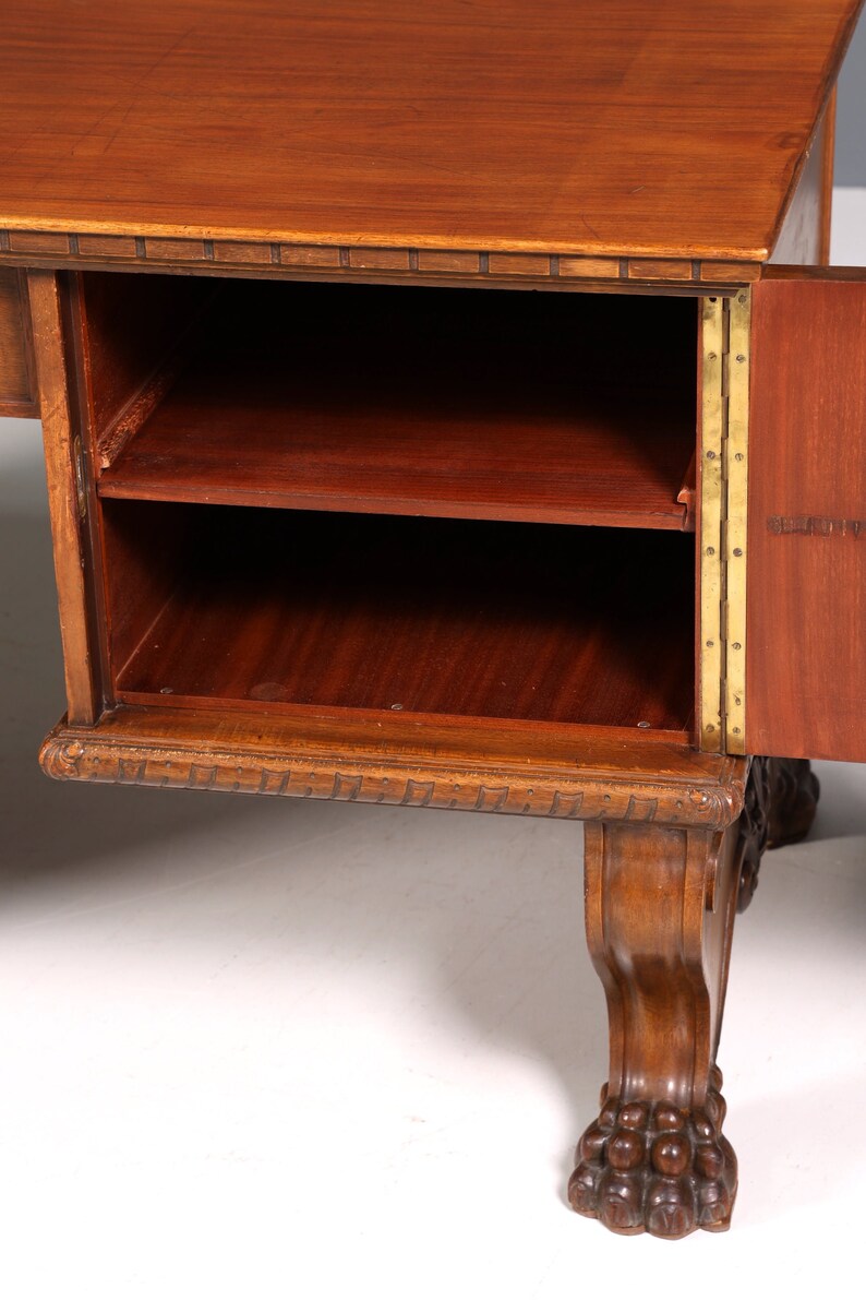 Traumhafter Gründerzeit Schreibtisch Jugendstil Bürotisch echt Holz Antik Desk Tatzen Löwenfüße