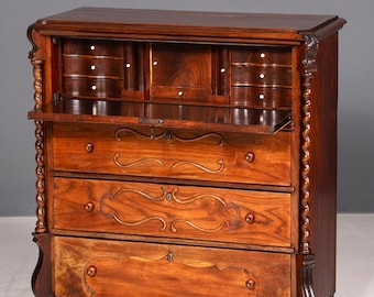 Secretária elegante Louis Philippe, estilo Gründerzeit, cômoda