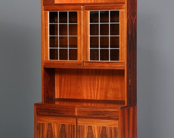 Mid Century Vitrine "Nordås Bruk- Made in Norway" Palisander Regal Schrank Bücherregal 60s