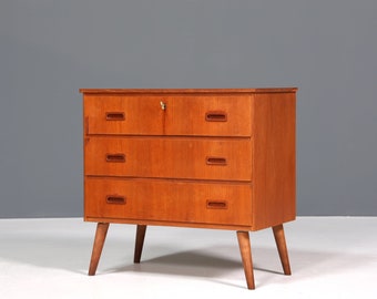 Schlichte Mid Century Kommode "Made in Denmark" Teak Holz Sideboard 60er Jahre Schubladenkommode