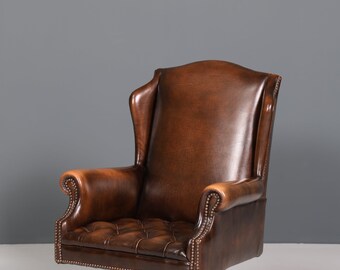 Wunderschöner Original Chesterfield Bürosessel "Wade" echt Leder Sessel Bürostuhl Office Chair