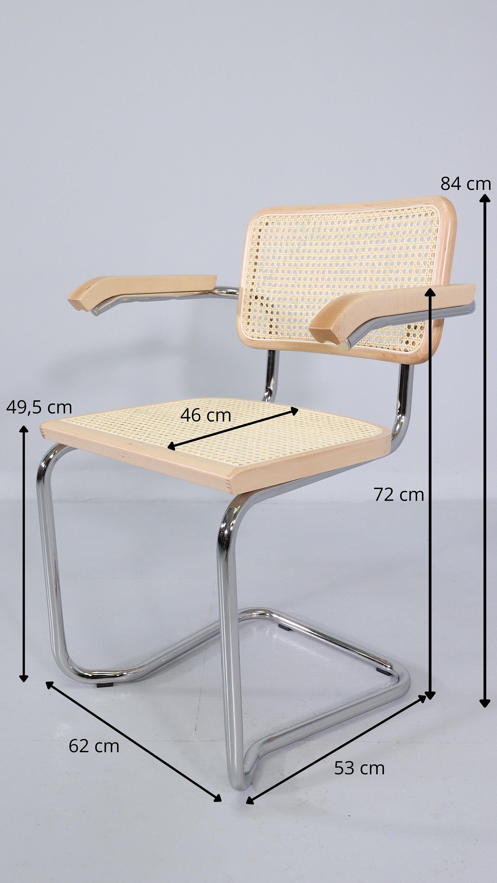 Noble Wicker Cantilever Armrest Chair Bauhaus Made in Italy Etsy