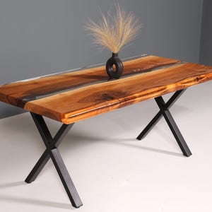 Table unique en résine époxy 180-90 cm Table à manger en noyer Table River Table de cuisine en époxy
