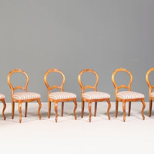 Lot de 6 chaises de style Louis Philippe de rêve, ensemble de chaises Biedermeier, chaises de cuisine anciennes, chaises de salle à manger