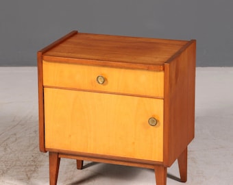 Linda mesa de cabeceira vintage dinamarquesa de meados do século XX, mesa lateral, mesa de cabeceira, estilo retrô, madeira maciça, 2 de 2