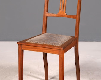Sedia antica in stile Art Nouveau senza braccioli, sedia da segretaria, sedia da sala da pranzo, sedia in legno, mobili da seduta in stile antico