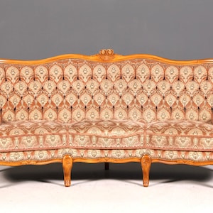 Prachtige Chippendale-bank in barokstijl, bekleed met fluweel, 3-zits