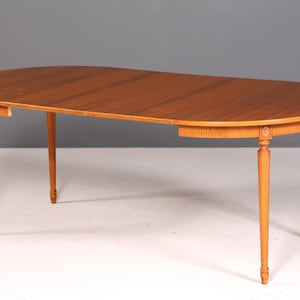 Table élégante de style gustavien, table de cuisine extensible, table de salle à manger de style ancien