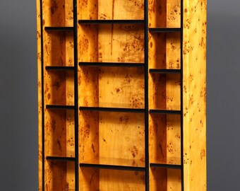 Impresionante estantería de abedul con diseño Art Déco, estantería de lujo, biblioteca Biedermeier