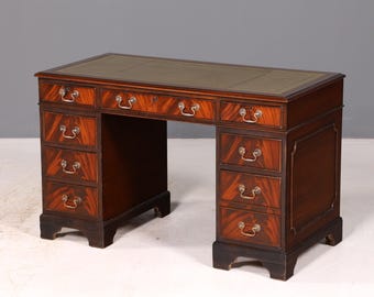 Wunderschöner Englischer Schreibtisch Mahagoni echt Lederauflage Bürotisch Antik Office Desk Schreibtisch