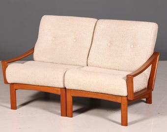 Hermoso sofá de 2 plazas de mediados de siglo, sofá retro, sofá tapizado de diseño danés, canapé vintage