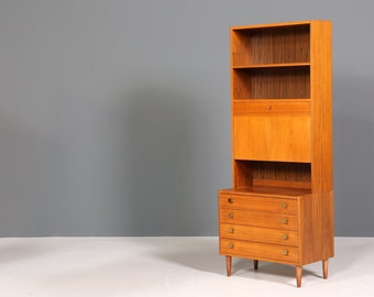 Beautiful Mid Century Shelf Teak Wood Danish Design Bar Cabinet Retro Chest of Drawers Bookcase 60s