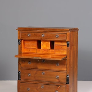 Beautiful antique secretary around 1900 Vertiko softwood chest of drawers country house writing chest
