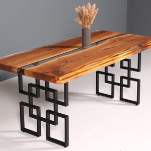 Table unique en résine époxy 180-90 cm table de salle à manger en noyer table rivière