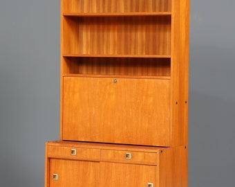Fantastic Mid Century Cabinet Teak Wood Bookcase Retro Secretary Shelf Highboard 60s
