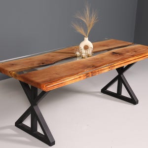 Belle table en résine époxy 200-90 cm table de salle à manger en noyer table de rivière table de cuisine