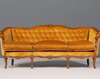 Wunderschönes Chippendale Sofa Barock Stil Couch Samt Stoff 3 Sitzer