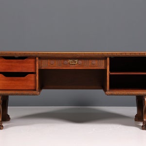 Traumhafter Gründerzeit Schreibtisch Jugendstil Bürotisch echt Holz Antik Desk Tatzen Löwenfüße