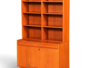 Dreamy mid-century teak wood shelf, Danish design retro chest of drawers, vintage bookcase from the 1960s, 1 of 2