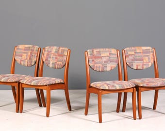 4x Schlichte Mid Century Stühle Retro Stuhlset Danish Design Küchenstühle Teak Holz Esszimmer Stühle