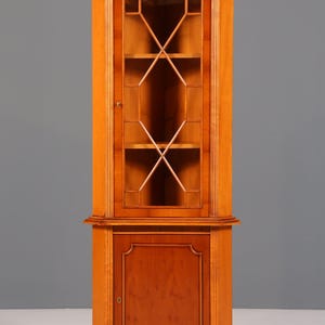 Beautiful English corner display cabinet antique 60s real wood yew cabinet corner cabinet glass display cabinet