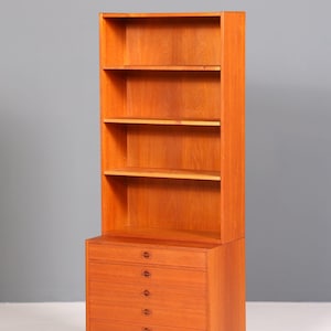Eenvoudige Mid Century Plank Teak Houten Boekenkast Kast Vintage Ladekast Retro Boekenkast