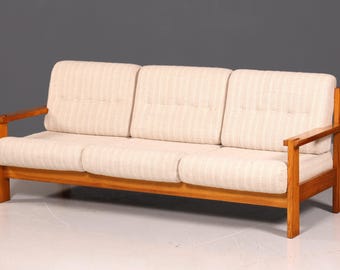 Piękna sofa 3-osobowa z połowy XX wieku, kanapa retro, tapicerowana sofa w duńskim stylu, zabytkowa kanapa, 1 z 2