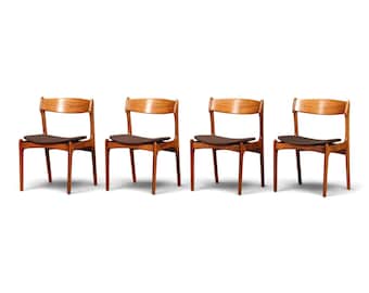 Conjunto de 4 cadeiras originais Erik Buch, modelo 49, da O.D. Møbler, estilo meados do século XX, design dinamarquês dos anos 60.