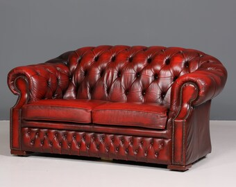 Wunderschöne Original Chesterfield Centurion 2-Sitzer Couch Englisches echt Leder Oxblood Sofa UK