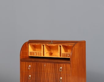 Bellissima cassettiera da ufficio in vero legno con persiana avvolgibile di metà secolo, anni &#39;60