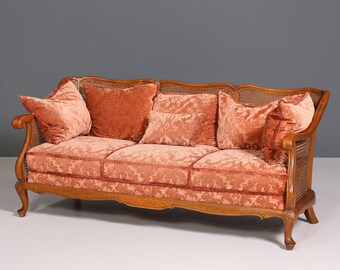 Wunderschönes Chippendale Sofa Antik Barock Stil Wiener Geflecht Couch 3-Sitzer Canapé