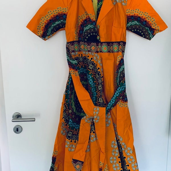 Robe Dashiki Femme Taille 16 – Bleue – Neuve Sans étiquettes – Style Ethnique Long 62 Pouces