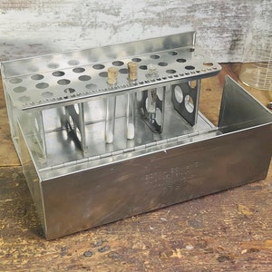 Vintage Syringe and Test Tube Case, Lifeline Stainless Steel 1950s case. Medical and Apothecary décor.