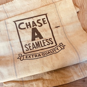 Vintage Feed Sack, Chase A Seamless Grain Sack, Rustic Farmhouse Decor